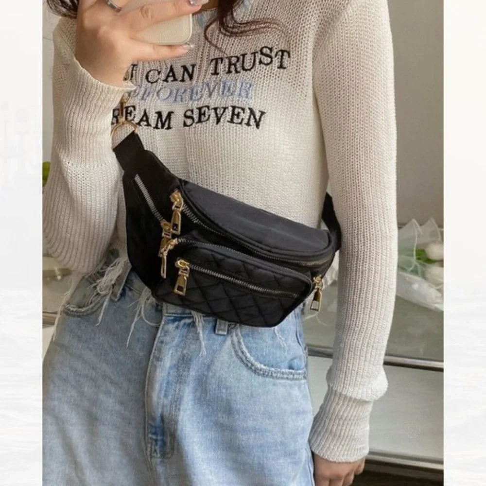 New Multi-pocket Waist Bag Gold Hardware 132 - Picture 1 of 4